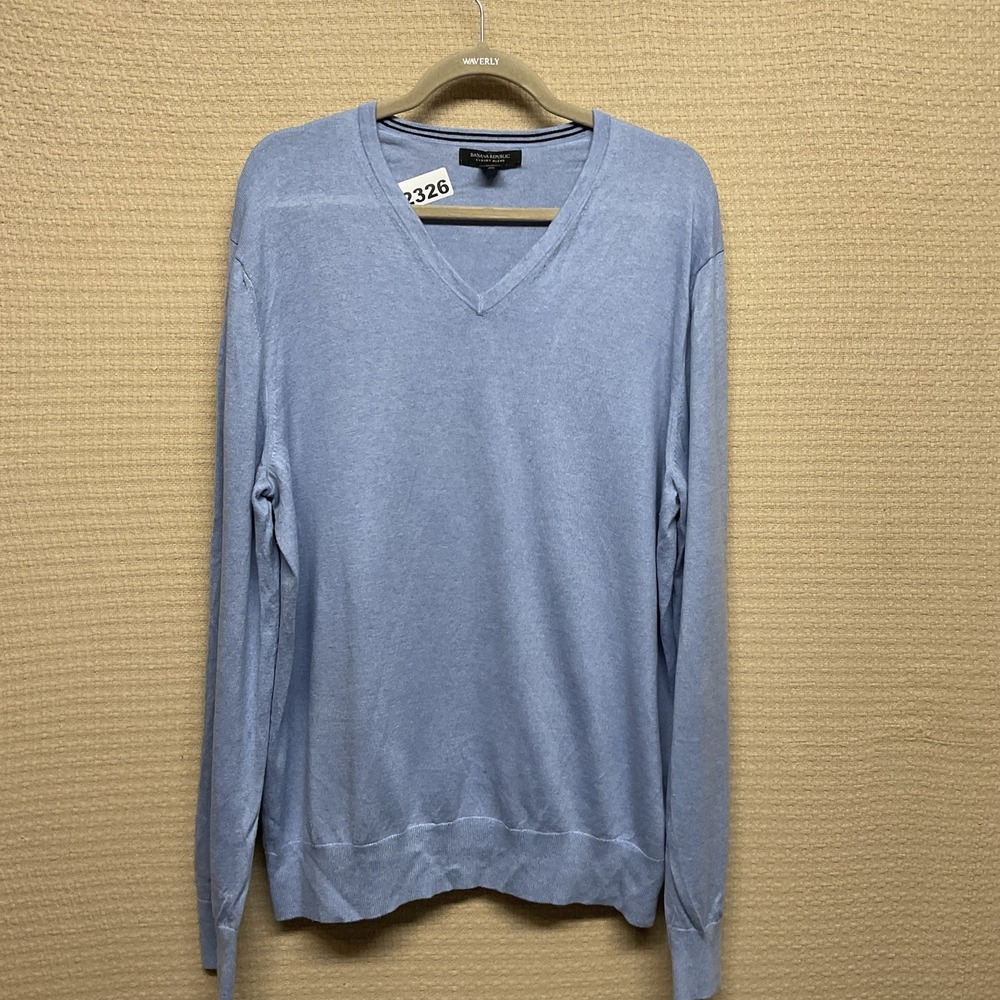 Banana Republic Silk Cotton Cashmere‎ V-Neck Sweater Men's XL Blue Luxury Blend